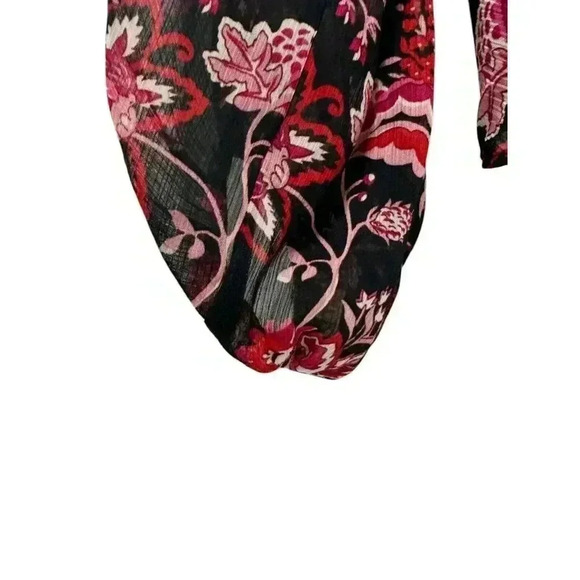 Jessica Simpson Blouse Top Large Sheer Floral Long‎ Sleeve Lined - Picture 6 of 9